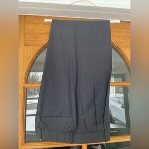 Paul Betenly Men’s Double Pleated Trousers Dark Gray With Stripes 35w 32in